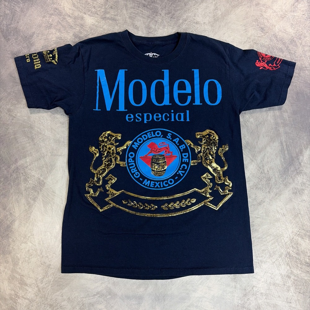 Corona Modelo Especial Shirt Mens Medium Blue Graphic Tee Beer Alcohol Logo